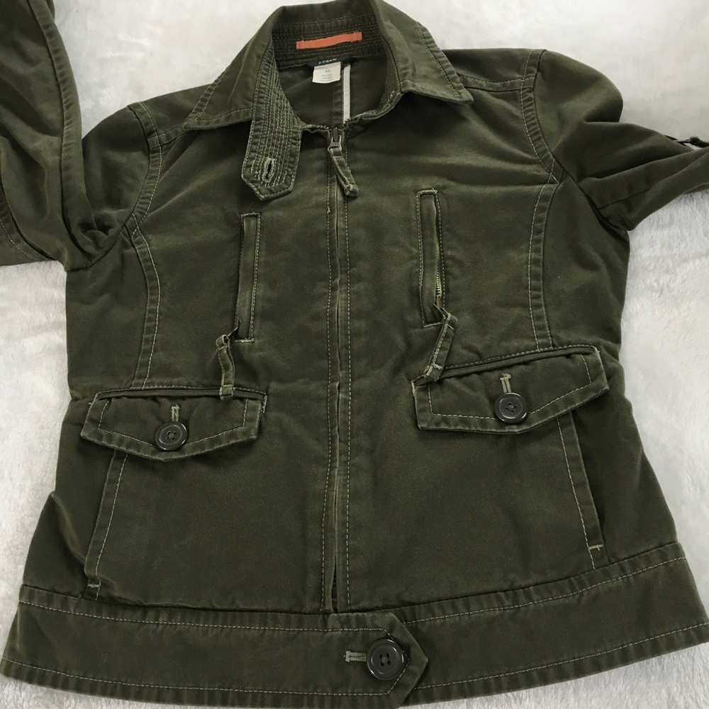 J Crew Military Green Blazer Jacket 100% Cotton XS - Picture 3 of 8